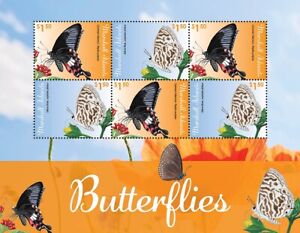 BUTTERFLIES Common Mormon/Zebra Blue Insect Stamp Sheet #7 2020 Marshall Islands