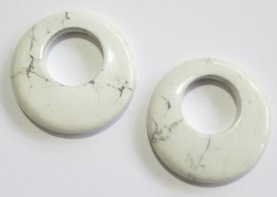 Vintage  White Buffalo Turquoise Door Knocker Earring Charms Round Hooplet - Image 1 of 3