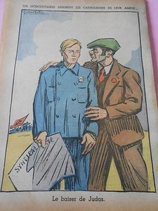 Humour Les Moscoutaires Le Baiser de Judas dessin Print 1936 - Picture 1 of 1