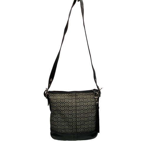 Coach F10417 Borsa a tracolla con firma jacquard e pelle convertibile