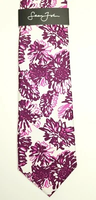 Nova Gravata Masculina Sean John Gráfica Estampa Tropicana Gerânio Seda Decote Gravata - Imagem 1 de 2