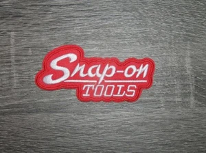 Snap-On Tools Red/White Mechanic Garage Embroidered Iron On Patch 4" x 2." - Picture 1 of 2