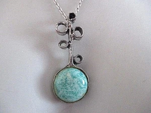 SILBER DESIGNANHÄNGER / KETTE ° OIGLA 925 / 800 ° Silberschmuck ° BLAUER STEIN ° - Bild 1 von 1