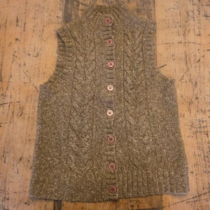 LL BEAN Vintage klassische Fischerweste Damen Wolle Zopfmuster Gr. M Preppy Academia - Bild 1 von 7