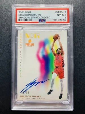 2023-24 Panini Noir Shaedon Sharpe Shadow Signatures Holo GOLD Auto /10 PSA 8 - image 1 of 2
