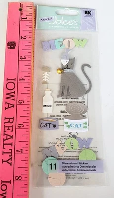 Tarjeta de manualidades A Touch Of Jolee's pegatinas dimensionales adornos gris gato maullido Foto 1 de 4