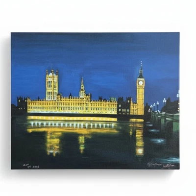 Impresión en lienzo firmada y fechada por Stephen Wiltshire - Escena del Big Ben de Londres Foto 1 de 4