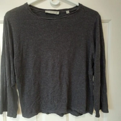 Blusa cropped feminina VINCE preta carvão manga longa casual viscose minimalista P - Imagem 1 de 4