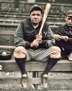 BABE RUTH VINTAGE BASEBALL PHOTO REPRINT - 5x7 Glossy Printed Photo - Picture 1 of 1
