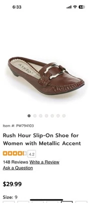 New Women’s Ashro Brown Rush Hour Slip On Shoes Slides Size 9 #185 - Image 1 of 4