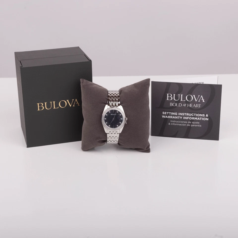 Bulova Women's Crystal Quartz Silver Watch 31MM 96L317
