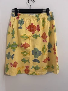 Falda Vintage Fresh Produce Estampado Pez Talla Mediana Amarilla Costera - Imagen 1 de 4