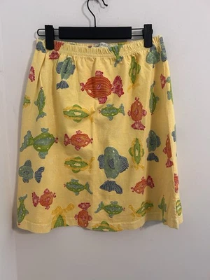 Falda Vintage Fresh Produce Estampado Pez Talla Mediana Amarilla Costera Foto 1 de 4