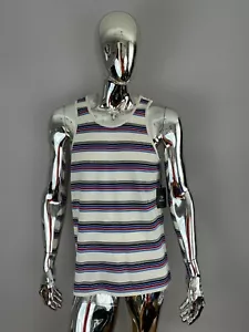Men's BRIXTON White Striped Adult T-Shirt Size M - Picture 1 of 4