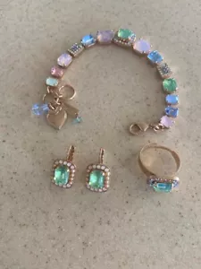 Mariana bracelet earrings ring set green pink blue - Picture 1 of 2