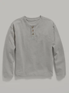 CAMISETA VIEJA MARINA BOYS HENLEY SLUB-TEJIDA PIEDRA/GRIS MANGA LARGA XXL 18 - Imagen 1 de 1