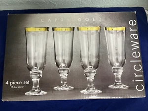 Bicchieri Pilsner Circleware Capri Gold Collection 15,5 oz set di 4 NUOVI IN SCATOLA - Foto 1 di 3