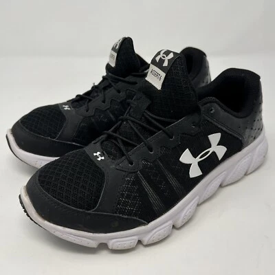 Under Armour Youth Size 4 Micro G Assert 6 Black/White Running Shoes 1266316-001 - Image 1 of 4