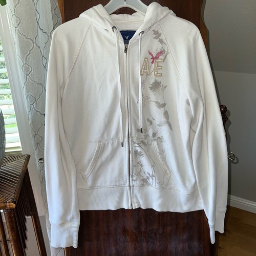 OFF WHITE Felpa con cappuccio full zip colore panna American Egale taglia large