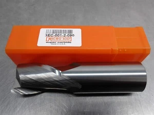 1 NEW! Micro100 1" Carbide Endmill 2FL .090R 1.5"LOC GEC-001-2-090 - Picture 1 of 2