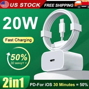 20w Fast Charge Charger+Cable For iPhone 14 13 12 11 10 8 6 5 XR for iPOD /iPad - Picture 1 of 16