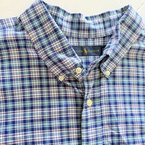 Ralph Lauren Mens Blue Plaid Long Sleeve Button Down Cotton Shirt Sz 3XB - Bild 1 von 8