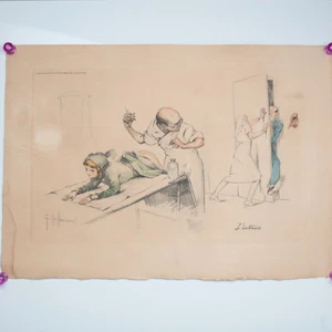 Litografía sátira médica Gaston Hoffmann L Intrus firmada 1959 Ducher et cie 566 - Imagen 1 de 10