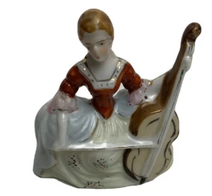VTG Lady with Cello Statuette Made in Occupied Japan (1945-1952) 3 1/4" X 3" GC! - Picture 1 of 5