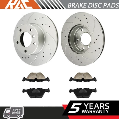 Rotores de disco perforados delanteros y pastillas de freno de cerámica para BMW 525i 528i 1997 1998-2003 Foto 1 de 4