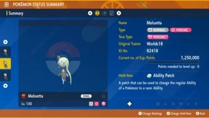 Pokemon Scarlet Violet 6IV Meloetta - EVENT - Fast Trade - FREE Ability Patch - Picture 1 of 4