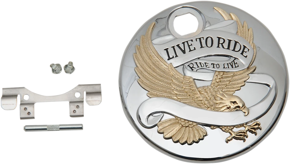 Puerta de consola Drag "Live to Ride" - Cromo con Harley Davidson dorada - 0703-0742 Foto 1 de 1