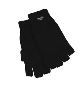 Dents 3M Thinsulate Womens Fingerless Knit Gloves Polar Insulation Thermal Black - Picture 1 of 4