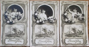 Juego de tres postales de fantasía francesa Art Nouveau 1910, niños niño RPPC - Imagen 1 de 1