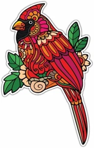 Colorido Cardinal Pájaro Zentangle Mandala Coche Parachoques Ventana Adhesivo Calcomanía 3"X6" - Imagen 1 de 1