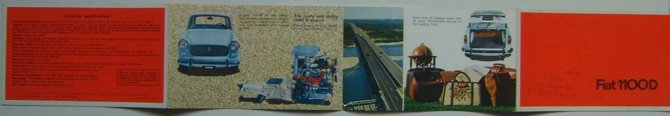 Fiat 1100D circa 1963 original small format UK Sales Brochure Pub. No. 1943 - Image 1 of 1