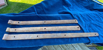 3 Vintage Strap Hinges Wrought Iron 30  And 25  Long Cast Barn Door • 49.95$