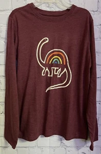 Cat & Jack Burgundy Dinosaur Long Sleeve T-Shirt Boys Size 16 - Picture 1 of 2