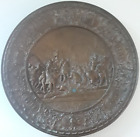 1886 Antique Henry Bonnard Bronze Co. Plate Plaque Village / Battle / Army Scene