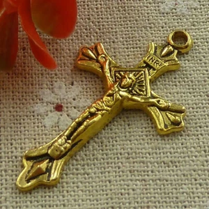 Envío Gratuito 50 piezas Oro Antiguo Jesús Cruz Dijes Colgante 44x25mm L-2458 - Imagen 1 de 4