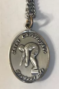 Saint Christopher Sterling Pendant Necklace - Picture 1 of 5