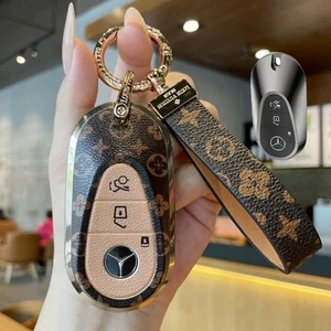 Key Fob Case Cover for C E S EQS SUV GLC EQE GLK S450 Shell with Key Holder - Picture 1 of 3