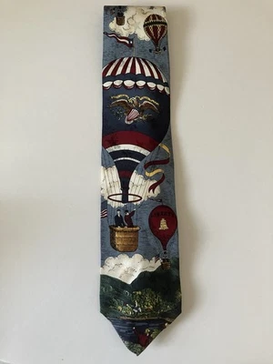 Windsor Men's Necktie Tie Silk American Series Hot Air Balloons Made in USA 58" - Image 1 of 4