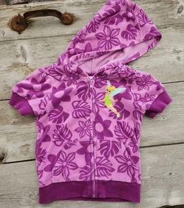 Vintage Disney Kids Girls 4 Tinkerbell Floral Terry Beach Hooded Coverup Purple - Picture 1 of 5
