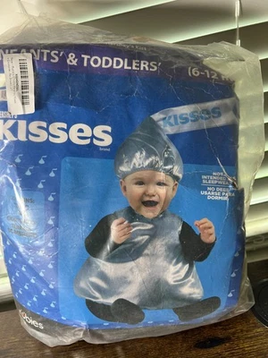 Disfraz de beso Hershey para niño pequeño 6m-12m gorra elástica plateada brillante Halloween Foto 1 de 4