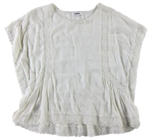 BB Dakota Rayon White Lace Kimono Sleeve Tunic Peasant Blouse Women Large - Picture 1 of 5