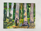Orig Acrylic on Board Painting by NY Artist Eugene J. Thomson 8x10 Sun in Woods