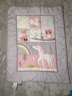 Bedtime Originals Lambs & Ivy Rainbow Unicorn Baby Crib Comforter Reversible - Image 1 of 4