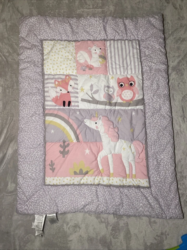 Edredón reversible para cuna de bebé unicornio arco iris corderos e hiedra originales para dormir Foto 1 de 4