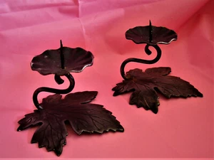 ANTIKES 2ER SET KERZENSTÄNDER METALL AHORNBLATT GESTEMPELT ÖSTERREICH - Bild 1 von 6