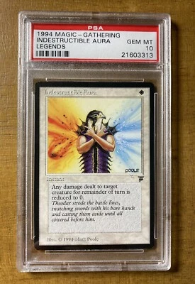 MTG✨INDESTRUCTIBLE AURA ✨Legends PSA 10 GEM MINT Instant 1994 M. Poole Art - Image 1 of 2